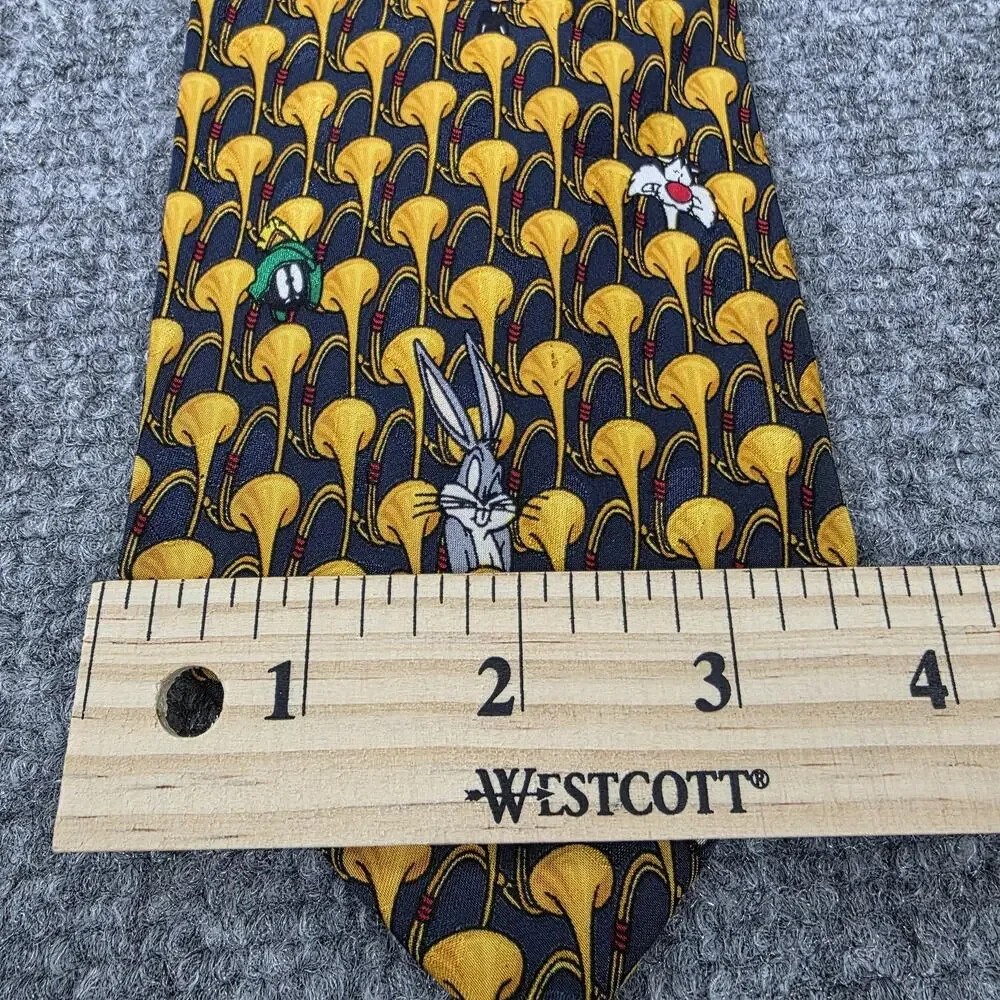 Vintage Looney Tunes Mania Tie Men Bugs Bunny Daffy Duck Silk Cartoon Novelty 90